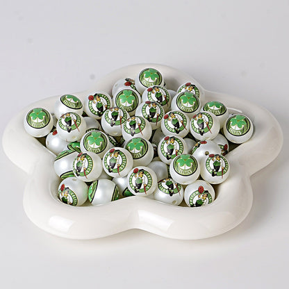 16MM Basketball Team Logo Beads, 16mm Round Acrylic Sports Spacer Beads for DIY Jewelry Making, Beadable Pen Crafts, Keychain Accessories for Basketball Fans