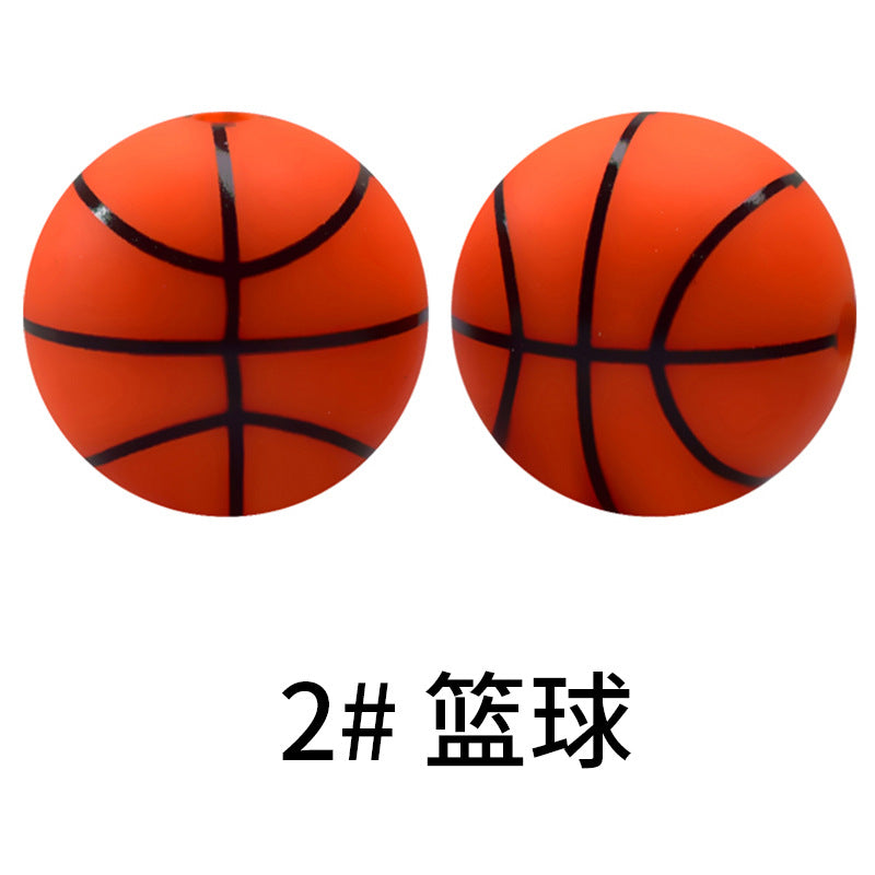 16mm Sports Silicone Beads, Round Matte Basketball Football Baseball Spacer Beads for DIY Jewelry Making, Beadable Pen Crafts, Keychain Wristlet Accessories