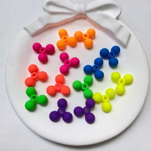 17mm Matte Acrylic Spinner Clover Beads, 3-Ball Tri-Beads Spacer for DIY Beadable Pens, Keychain Making Crafts