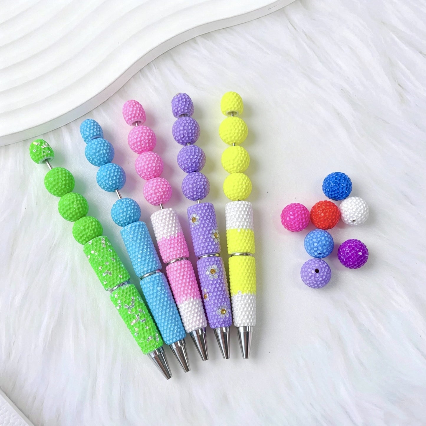 15mm Acrylic Golf Ball Textured Beads with 2mm Hole, Colorful Chunky Spacer Beads for DIY Beadable Pens, Keychain Making, Jewelry Crafts