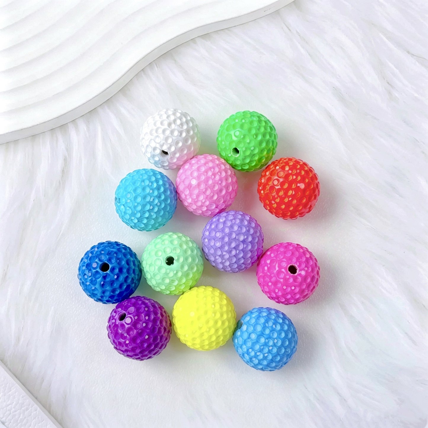 15mm Acrylic Golf Ball Textured Beads with 2mm Hole, Colorful Chunky Spacer Beads for DIY Beadable Pens, Keychain Making, Jewelry Crafts