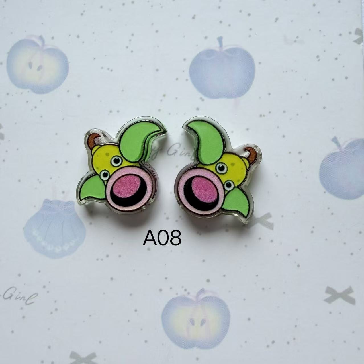 Cartoon Anime Acrylic Beads Cute Staryu Bellsprout Large Hole Focal Beads Funny Chill Pill Spacer Beads for Beadable Pens DIY Keychain Phone Charm Making