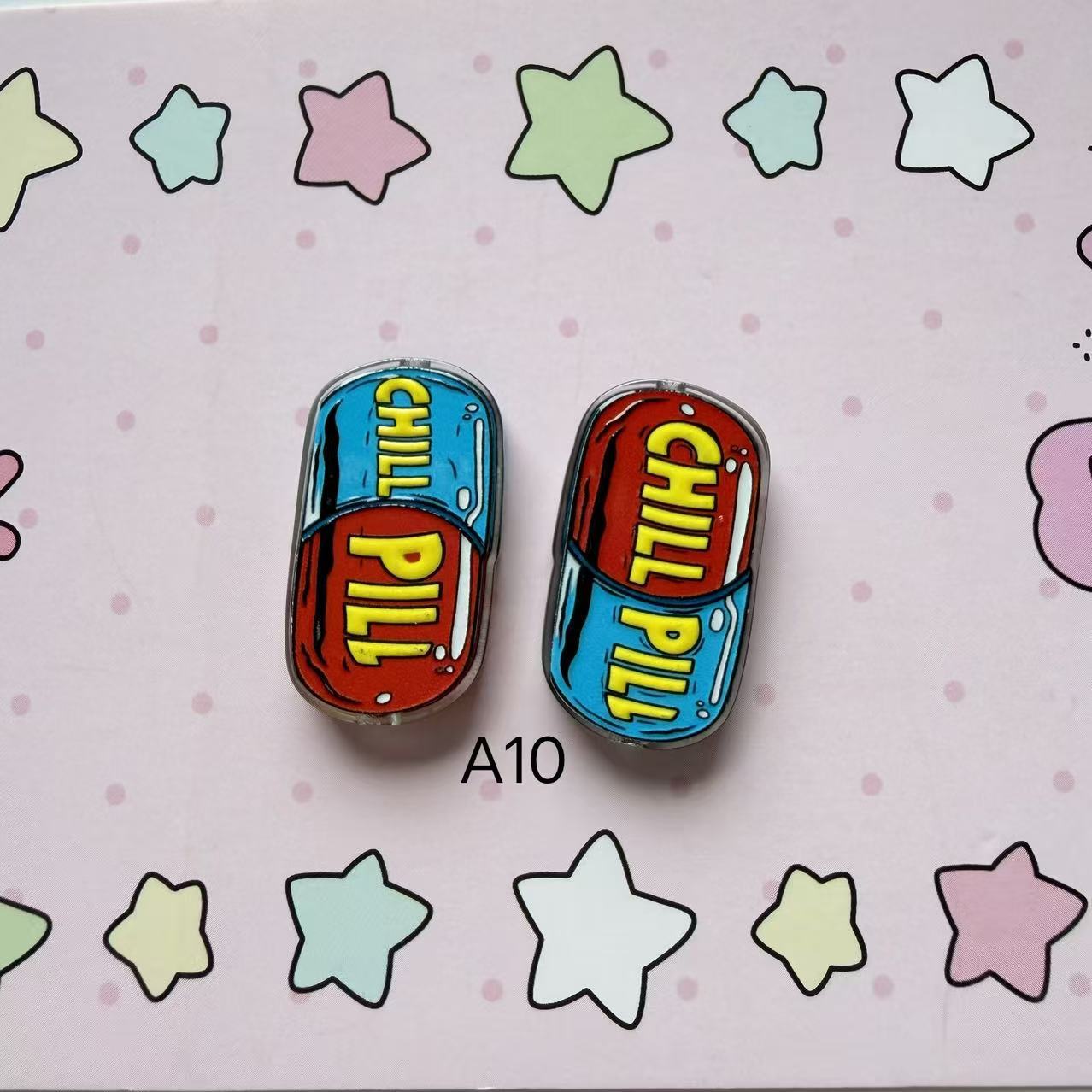 Cartoon Anime Acrylic Beads Cute Staryu Bellsprout Large Hole Focal Beads Funny Chill Pill Spacer Beads for Beadable Pens DIY Keychain Phone Charm Making