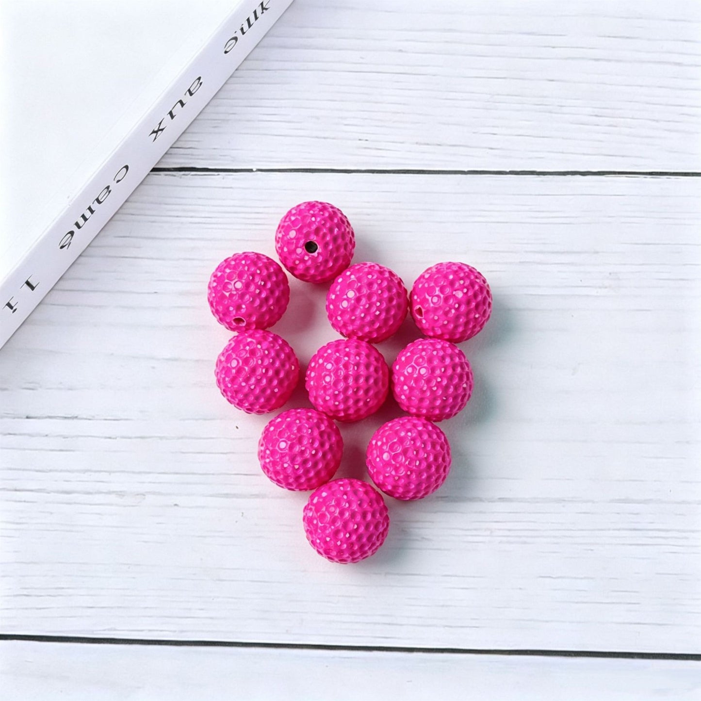 15mm Acrylic Golf Ball Textured Beads with 2mm Hole, Colorful Chunky Spacer Beads for DIY Beadable Pens, Keychain Making, Jewelry Crafts