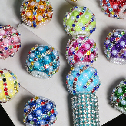 Luxury Rhinestone Pearl Chunky Beads - Colorful Bubblegum Large Hole Spacer Beads for DIY Beadable Pens, Keychains & Jewelry Making