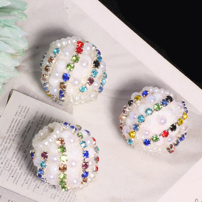 Luxury Rhinestone Pearl Chunky Beads - Colorful Bubblegum Large Hole Spacer Beads for DIY Beadable Pens, Keychains & Jewelry Making