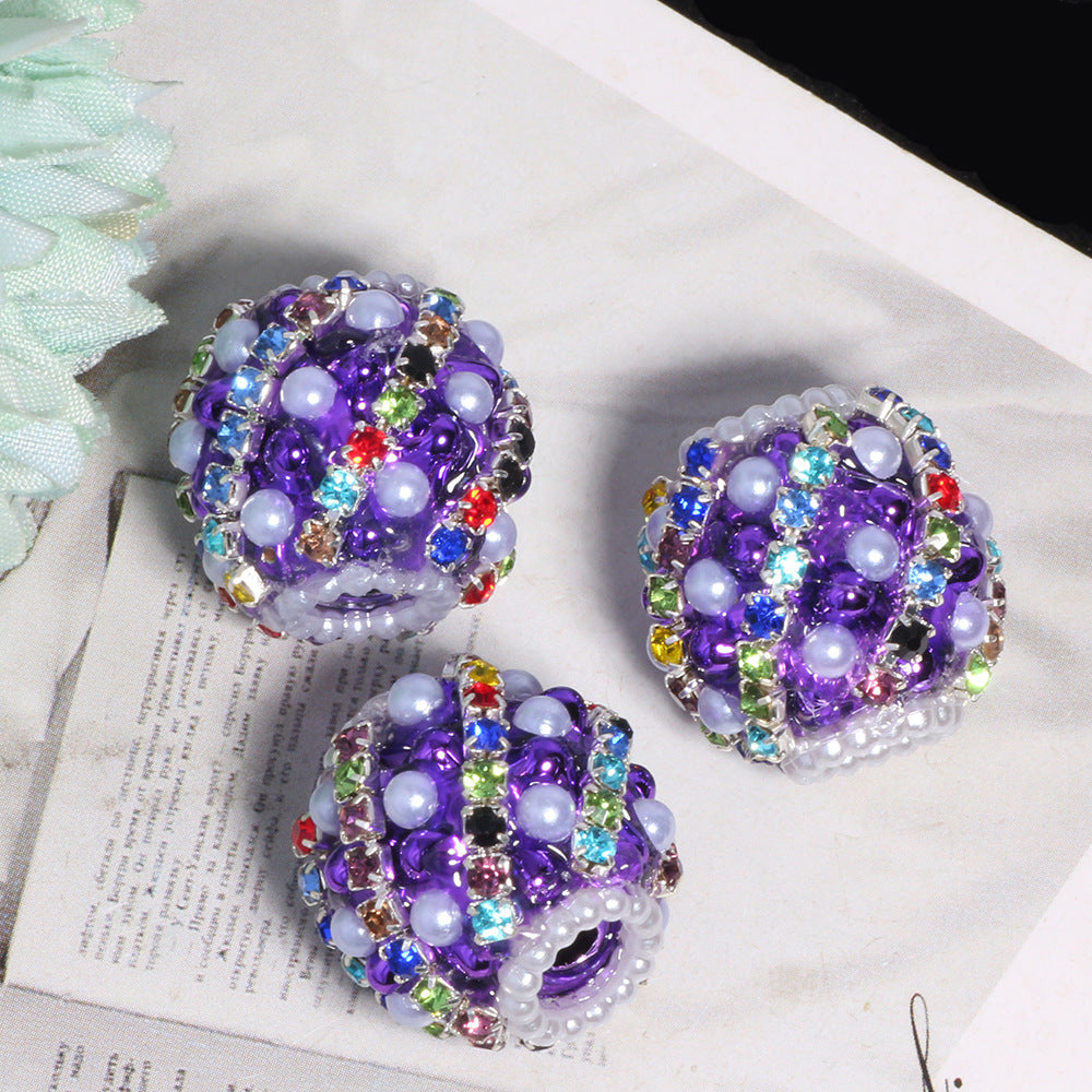 Luxury Rhinestone Pearl Chunky Beads - Colorful Bubblegum Large Hole Spacer Beads for DIY Beadable Pens, Keychains & Jewelry Making
