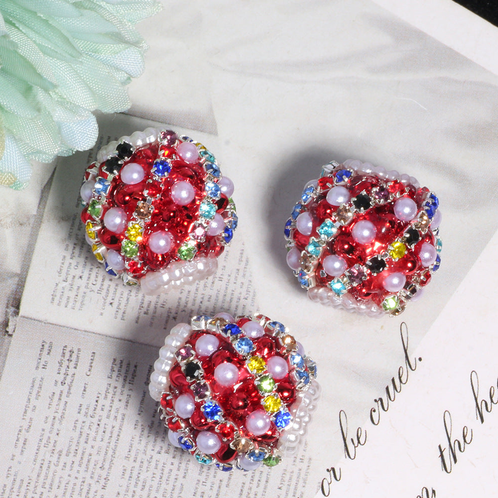 Luxury Rhinestone Pearl Chunky Beads - Colorful Bubblegum Large Hole Spacer Beads for DIY Beadable Pens, Keychains & Jewelry Making
