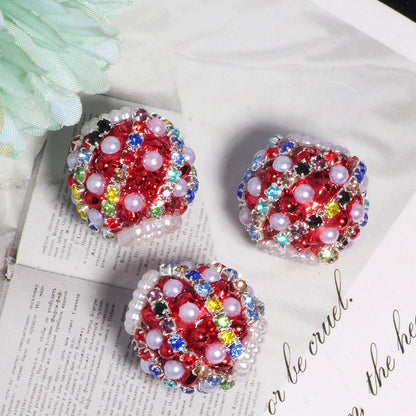 Luxury Rhinestone Pearl Chunky Beads - Colorful Bubblegum Large Hole Spacer Beads for DIY Beadable Pens, Keychains & Jewelry Making