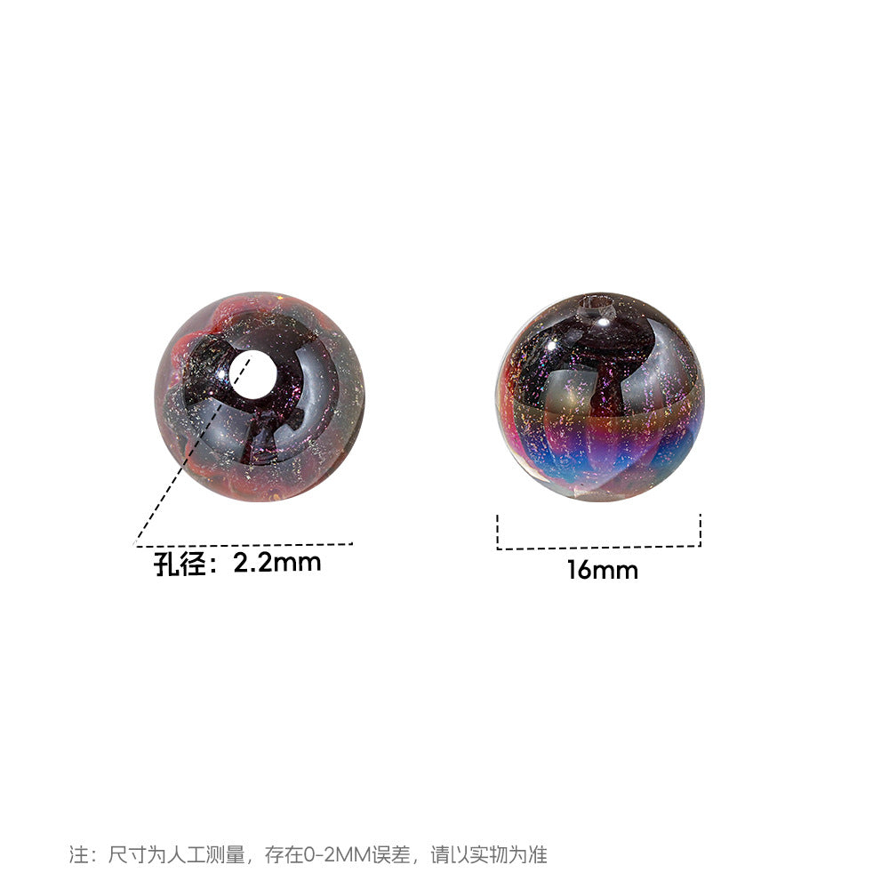 16mm Iridescent 3D Lantern Acrylic Round Beads for Beadable Pens, Aurora Pumpkin Sheen Spacer Beads for Keychain Making, DIY Ribbed Craft Beads