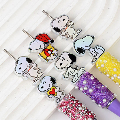 Cute Cartoon Dog Acrylic Focal Beads for Beadable Pens, Aurora Snoopy Character Beads for Keychain Making, DIY Personalized Craft Supplies