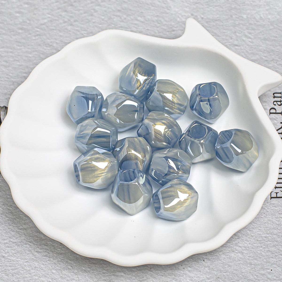 14mm Faceted Aurora Geometric Beads with 5mm Large Hole, Iridescent Acrylic Spacer Beads for Beadable Pens & DIY Jewelry Making