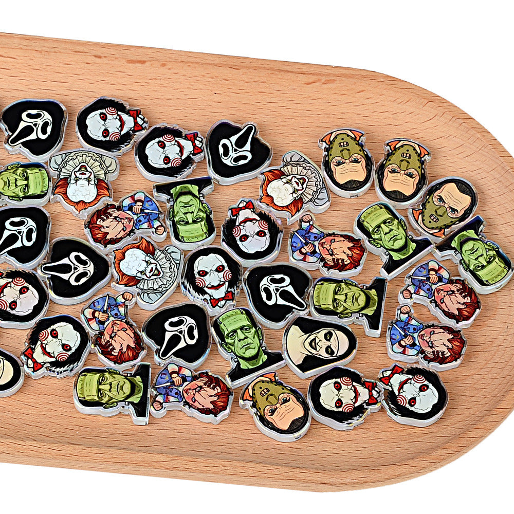 Horror Movie Villains Acrylic Focal Beads for Beadable Pens, Spooky Ghostface Chucky Leatherface Character Beads for Keychain Making, DIY Crafts
