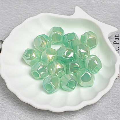14mm Faceted Aurora Geometric Beads with 5mm Large Hole, Iridescent Acrylic Spacer Beads for Beadable Pens & DIY Jewelry Making