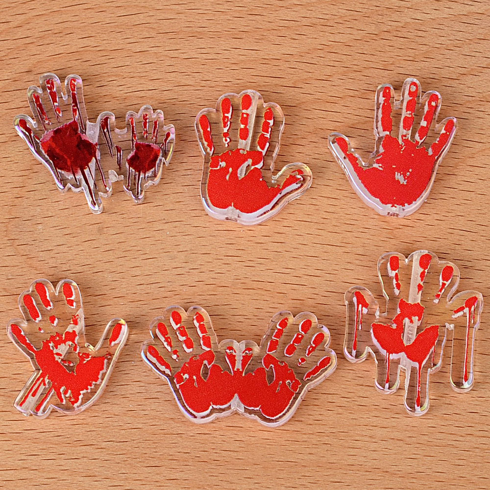 Halloween Acrylic Beads - Bloody Red Handprint & "Help!" Letter Focal Beads for Beadable Pen & DIY Crafts