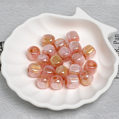 Aurora Iris Acrylic Large Hole Beads, 10/12/14mm Colorful Barrel Spacer Beads with 3/4/5mm Large Hole for DIY Beadable Pens, Keychains, Jewelry Making