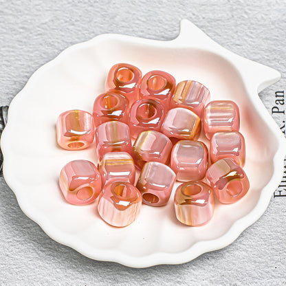 Aurora Iris Acrylic Large Hole Beads, 10/12/14mm Colorful Barrel Spacer Beads with 3/4/5mm Large Hole for DIY Beadable Pens, Keychains, Jewelry Making