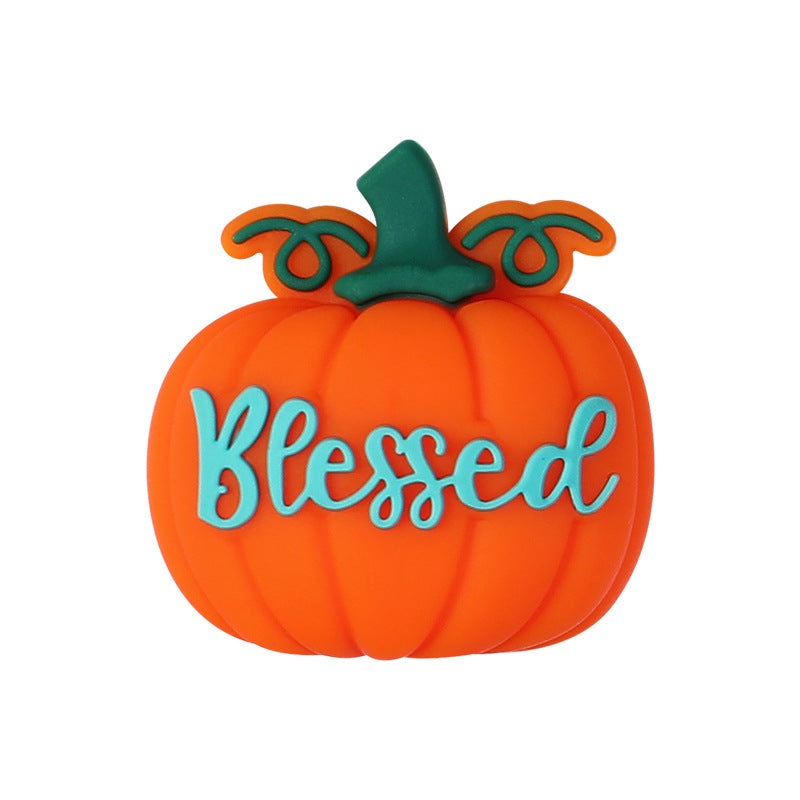 Fall Thanksgiving Silicone Focal Beads for Beadable Pens, Cute Turkey "Blessed" Pumpkin Mug Silicone Beads for Keychain DIY Jewelry Making