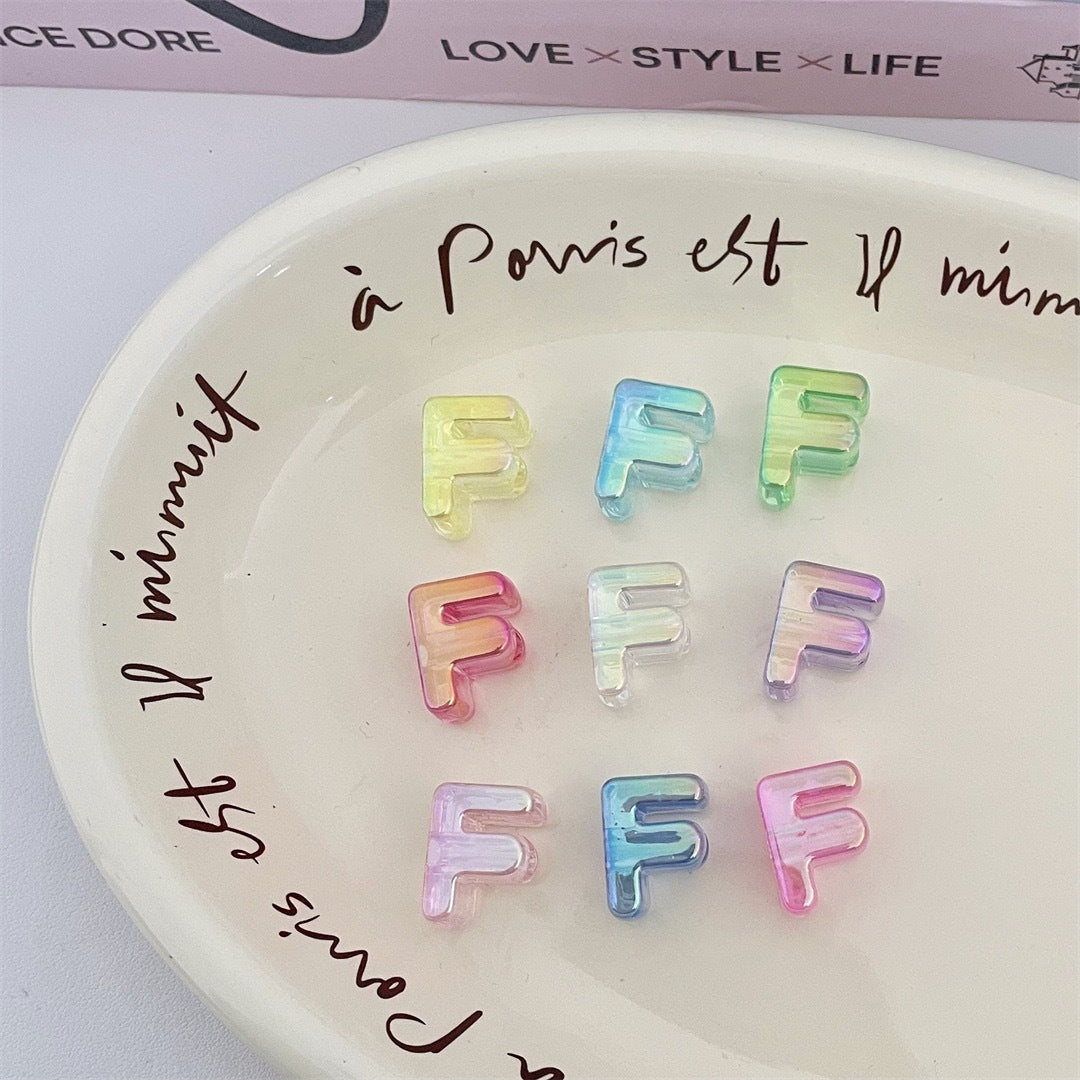 Y2K Pastel Holographic Letter Charms • Iridescent 3D Alphabet for DIY Jewelry & Hair Accessories • Magical Resin Letters for Phone Case Decor