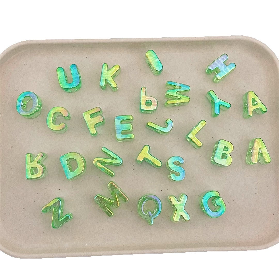 Y2K Pastel Holographic Letter Charms • Iridescent 3D Alphabet for DIY Jewelry & Hair Accessories • Magical Resin Letters for Phone Case Decor