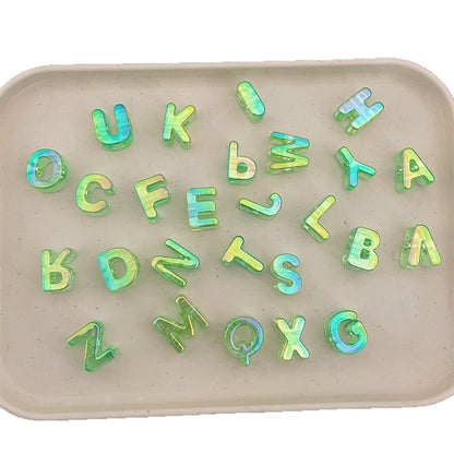 Y2K Pastel Holographic Letter Charms • Iridescent 3D Alphabet for DIY Jewelry & Hair Accessories • Magical Resin Letters for Phone Case Decor