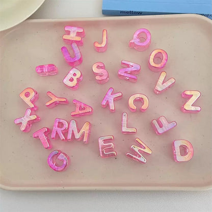 Y2K Pastel Holographic Letter Charms • Iridescent 3D Alphabet for DIY Jewelry & Hair Accessories • Magical Resin Letters for Phone Case Decor