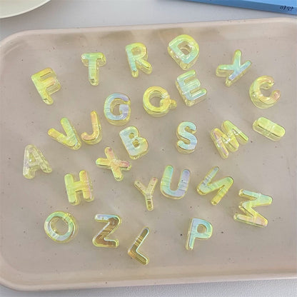 Y2K Pastel Holographic Letter Charms • Iridescent 3D Alphabet for DIY Jewelry & Hair Accessories • Magical Resin Letters for Phone Case Decor