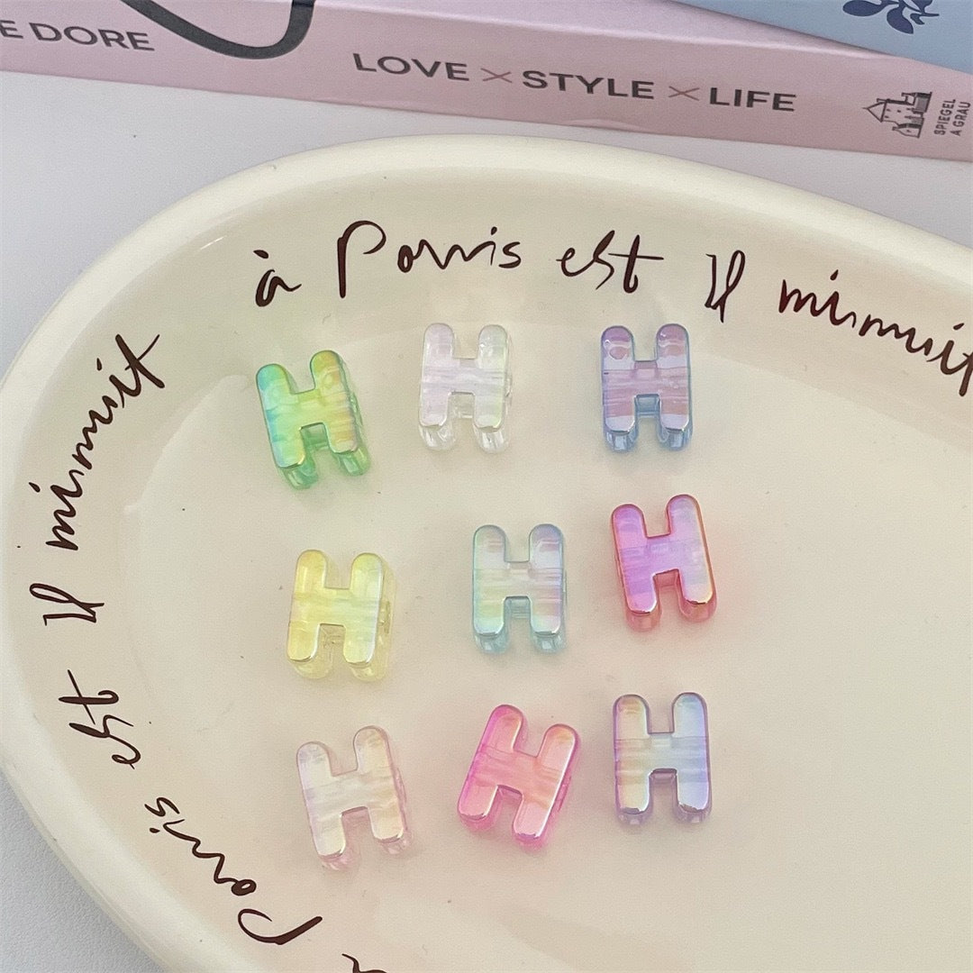 Y2K Pastel Holographic Letter Charms • Iridescent 3D Alphabet for DIY Jewelry & Hair Accessories • Magical Resin Letters for Phone Case Decor