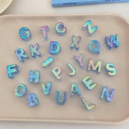 Y2K Pastel Holographic Letter Charms • Iridescent 3D Alphabet for DIY Jewelry & Hair Accessories • Magical Resin Letters for Phone Case Decor