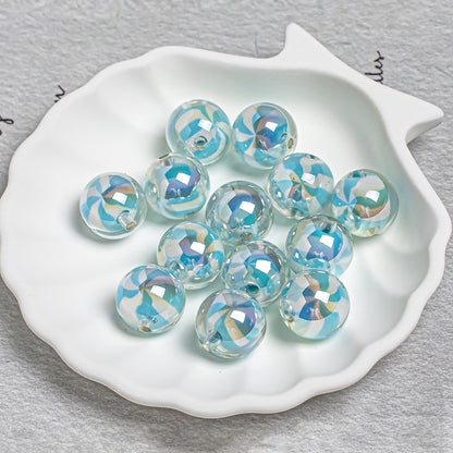 16mm Iridescent Candy Swirl Acrylic Beads, Colorful Clear Pinwheel Round Beads for DIY Beadable Pens, Keychains Jewelry Making Supplies