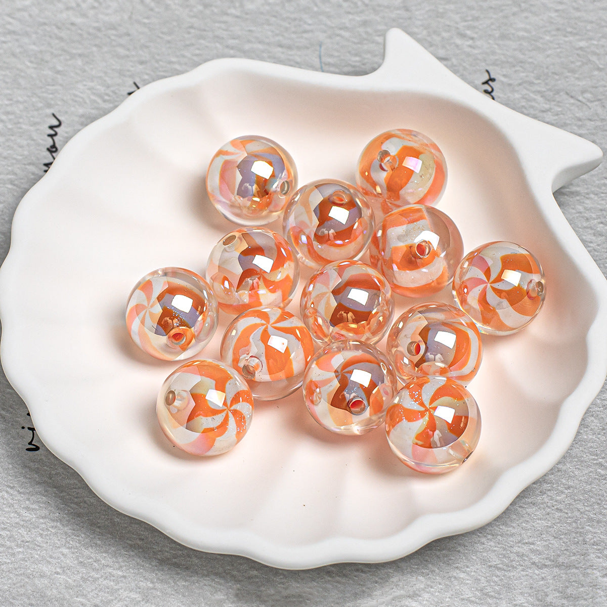 16mm Iridescent Candy Swirl Acrylic Beads, Colorful Clear Pinwheel Round Beads for DIY Beadable Pens, Keychains Jewelry Making Supplies