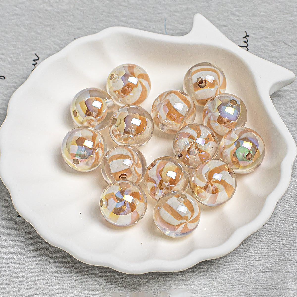16mm Iridescent Candy Swirl Acrylic Beads, Colorful Clear Pinwheel Round Beads for DIY Beadable Pens, Keychains Jewelry Making Supplies