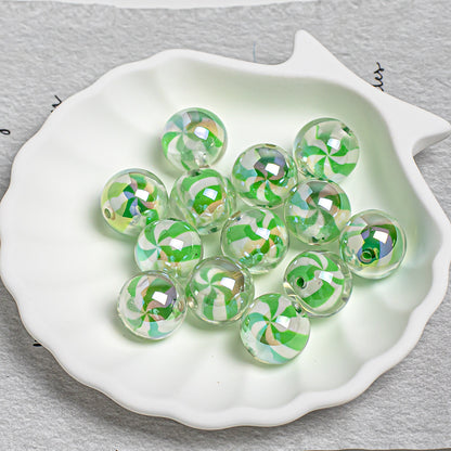 16mm Iridescent Candy Swirl Acrylic Beads, Colorful Clear Pinwheel Round Beads for DIY Beadable Pens, Keychains Jewelry Making Supplies