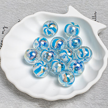 16mm Iridescent Candy Swirl Acrylic Beads, Colorful Clear Pinwheel Round Beads for DIY Beadable Pens, Keychains Jewelry Making Supplies