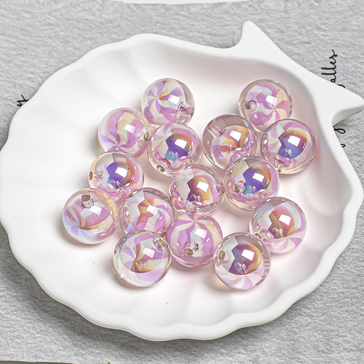 16mm Iridescent Candy Swirl Acrylic Beads, Colorful Clear Pinwheel Round Beads for DIY Beadable Pens, Keychains Jewelry Making Supplies