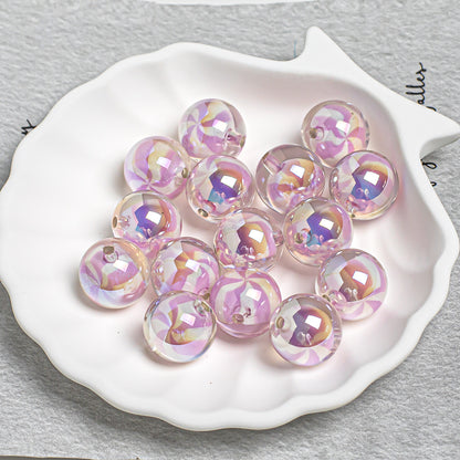 16mm Iridescent Candy Swirl Acrylic Beads, Colorful Clear Pinwheel Round Beads for DIY Beadable Pens, Keychains Jewelry Making Supplies