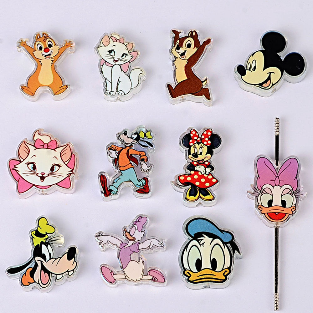 Classic Cartoon Mouse Acrylic Focal Beads for Beadable Pens, Cute Donald Duck Marie Cat Beads Mix, Anime Animal Charms for Keychain DIY Crafts