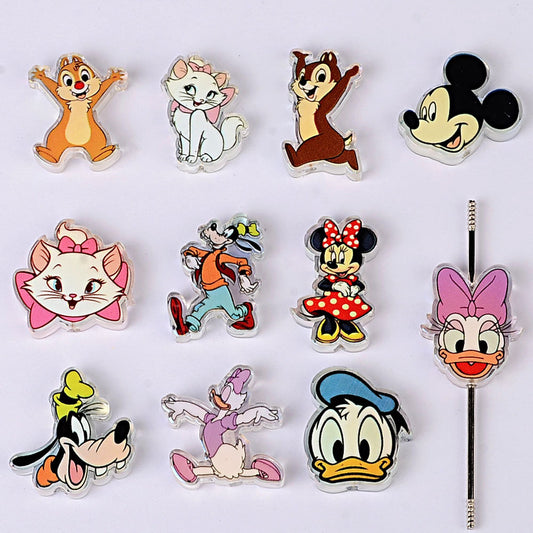 Classic Cartoon Mouse Acrylic Focal Beads for Beadable Pens, Cute Donald Duck Marie Cat Beads Mix, Anime Animal Charms for Keychain DIY Crafts