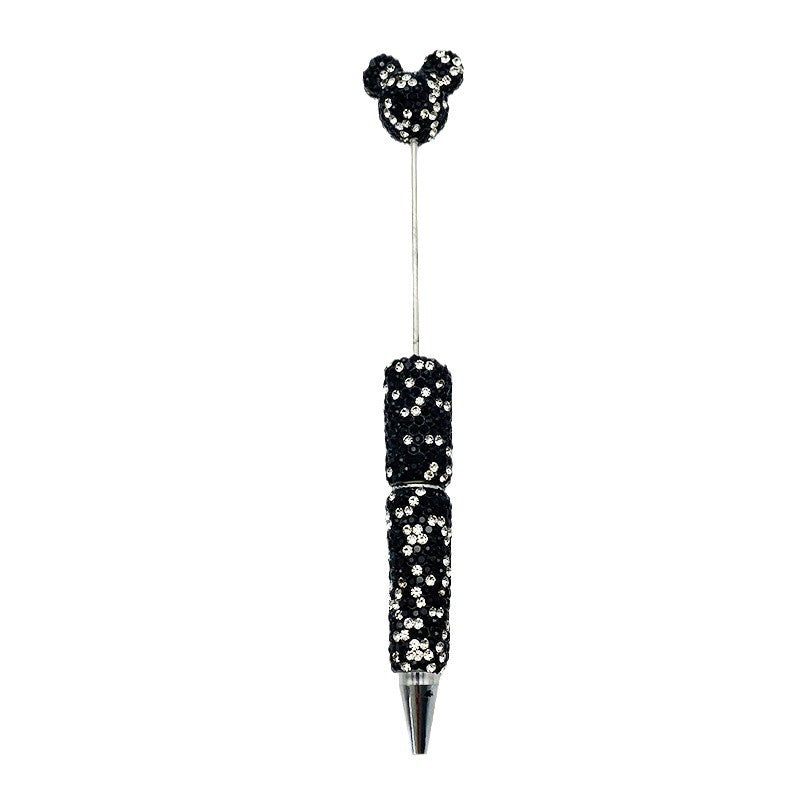 Luxury Rhinestone Mouse Head Beadable Pens Bling Crystal Base DIY Pen Blanks, Sparkly Full Diamond Cartoon Character Pen for Jewelry Making Supplies