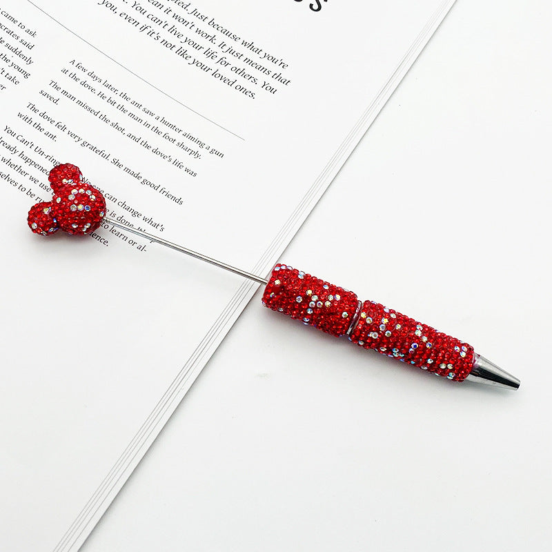 Luxury Rhinestone Mouse Head Beadable Pens Bling Crystal Base DIY Pen Blanks, Sparkly Full Diamond Cartoon Character Pen for Jewelry Making Supplies