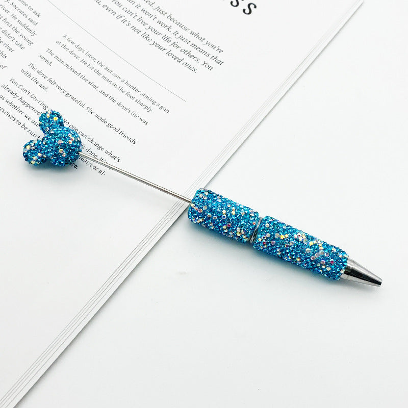 Luxury Rhinestone Mouse Head Beadable Pens Bling Crystal Base DIY Pen Blanks, Sparkly Full Diamond Cartoon Character Pen for Jewelry Making Supplies
