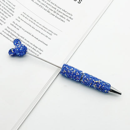 Luxury Rhinestone Mouse Head Beadable Pens Bling Crystal Base DIY Pen Blanks, Sparkly Full Diamond Cartoon Character Pen for Jewelry Making Supplies