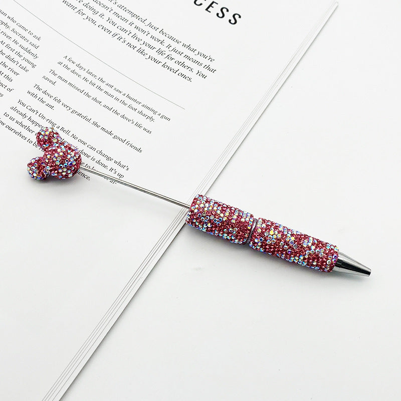 Luxury Rhinestone Mouse Head Beadable Pens Bling Crystal Base DIY Pen Blanks, Sparkly Full Diamond Cartoon Character Pen for Jewelry Making Supplies