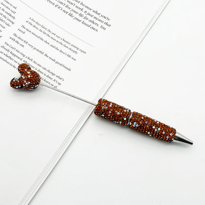Luxury Rhinestone Mouse Head Beadable Pens Bling Crystal Base DIY Pen Blanks, Sparkly Full Diamond Cartoon Character Pen for Jewelry Making Supplies