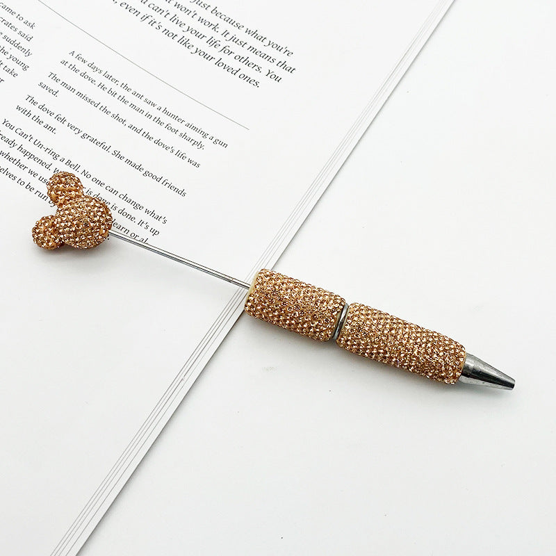 Luxury Rhinestone Mouse Head Beadable Pens Bling Crystal Base DIY Pen Blanks, Sparkly Full Diamond Cartoon Character Pen for Jewelry Making Supplies