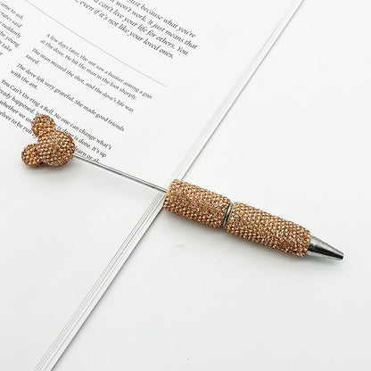 Luxury Rhinestone Mouse Head Beadable Pens Bling Crystal Base DIY Pen Blanks, Sparkly Full Diamond Cartoon Character Pen for Jewelry Making Supplies