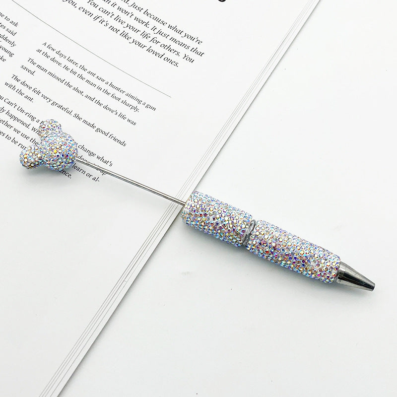 Luxury Rhinestone Mouse Head Beadable Pens Bling Crystal Base DIY Pen Blanks, Sparkly Full Diamond Cartoon Character Pen for Jewelry Making Supplies
