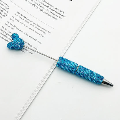 Luxury Rhinestone Mouse Head Beadable Pens Bling Crystal Base DIY Pen Blanks, Sparkly Full Diamond Cartoon Character Pen for Jewelry Making Supplies