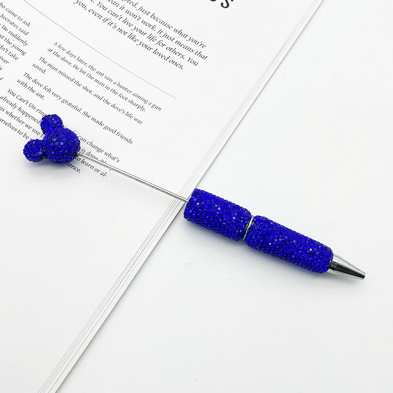 Luxury Rhinestone Mouse Head Beadable Pens Bling Crystal Base DIY Pen Blanks, Sparkly Full Diamond Cartoon Character Pen for Jewelry Making Supplies