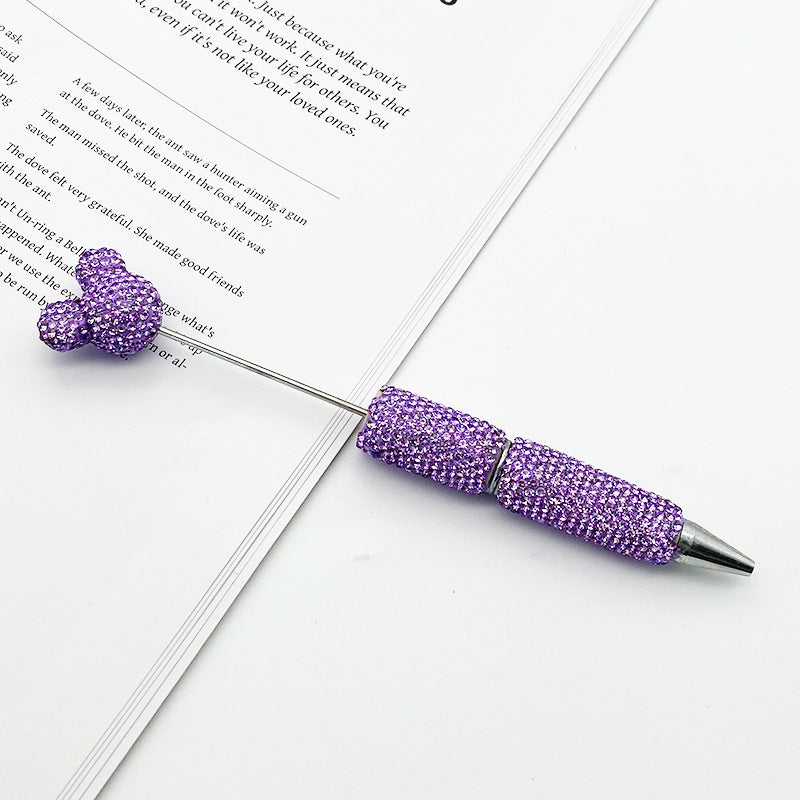 Luxury Rhinestone Mouse Head Beadable Pens Bling Crystal Base DIY Pen Blanks, Sparkly Full Diamond Cartoon Character Pen for Jewelry Making Supplies